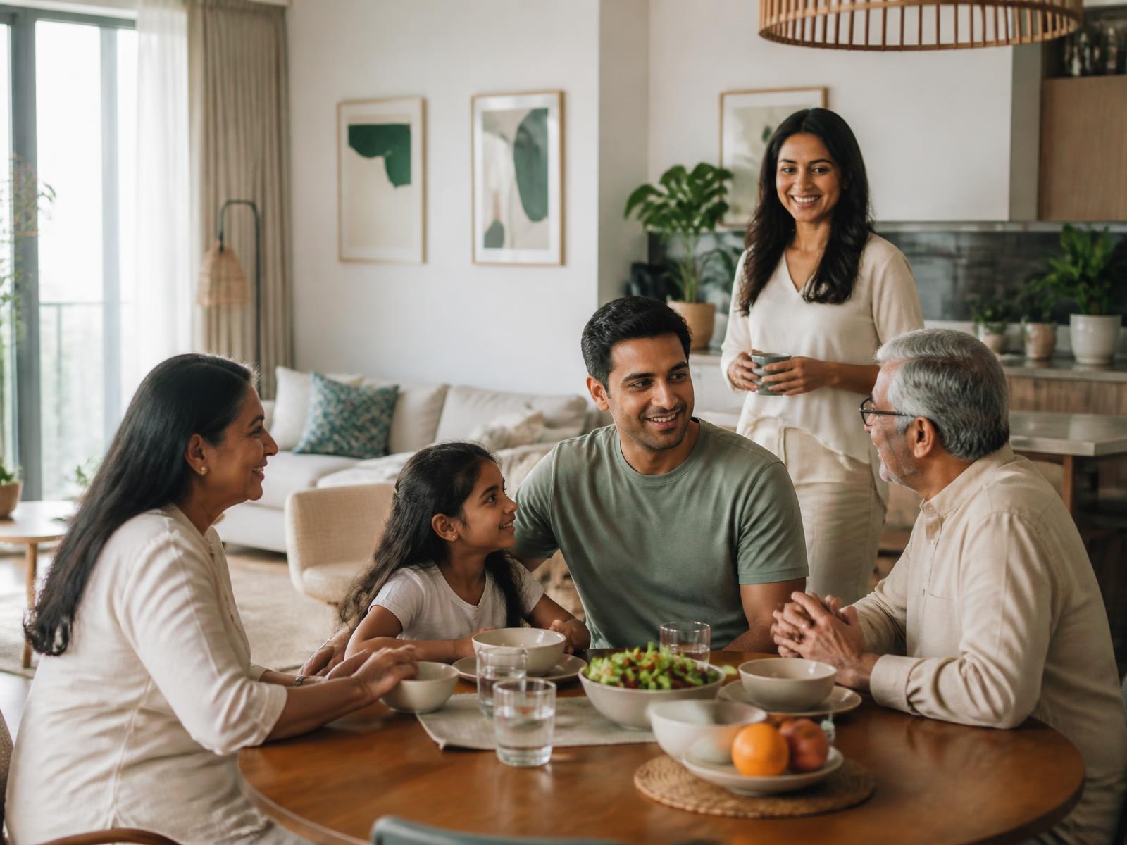 Three generations gathering at home, reflecting Pico X Health's focus on family wellbeing