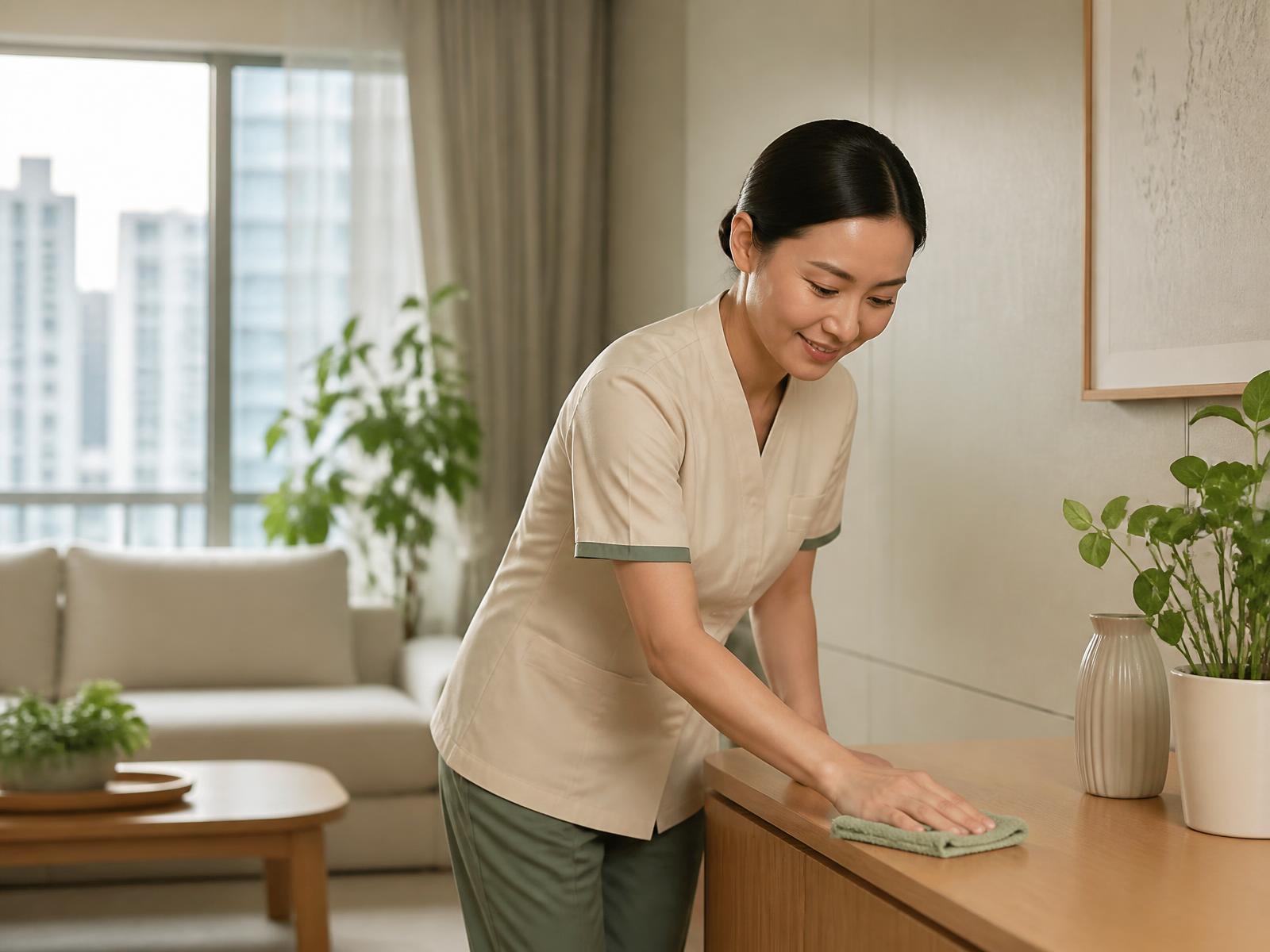 A Pico X Health specialist providing Pico X Care for a wooden household surface